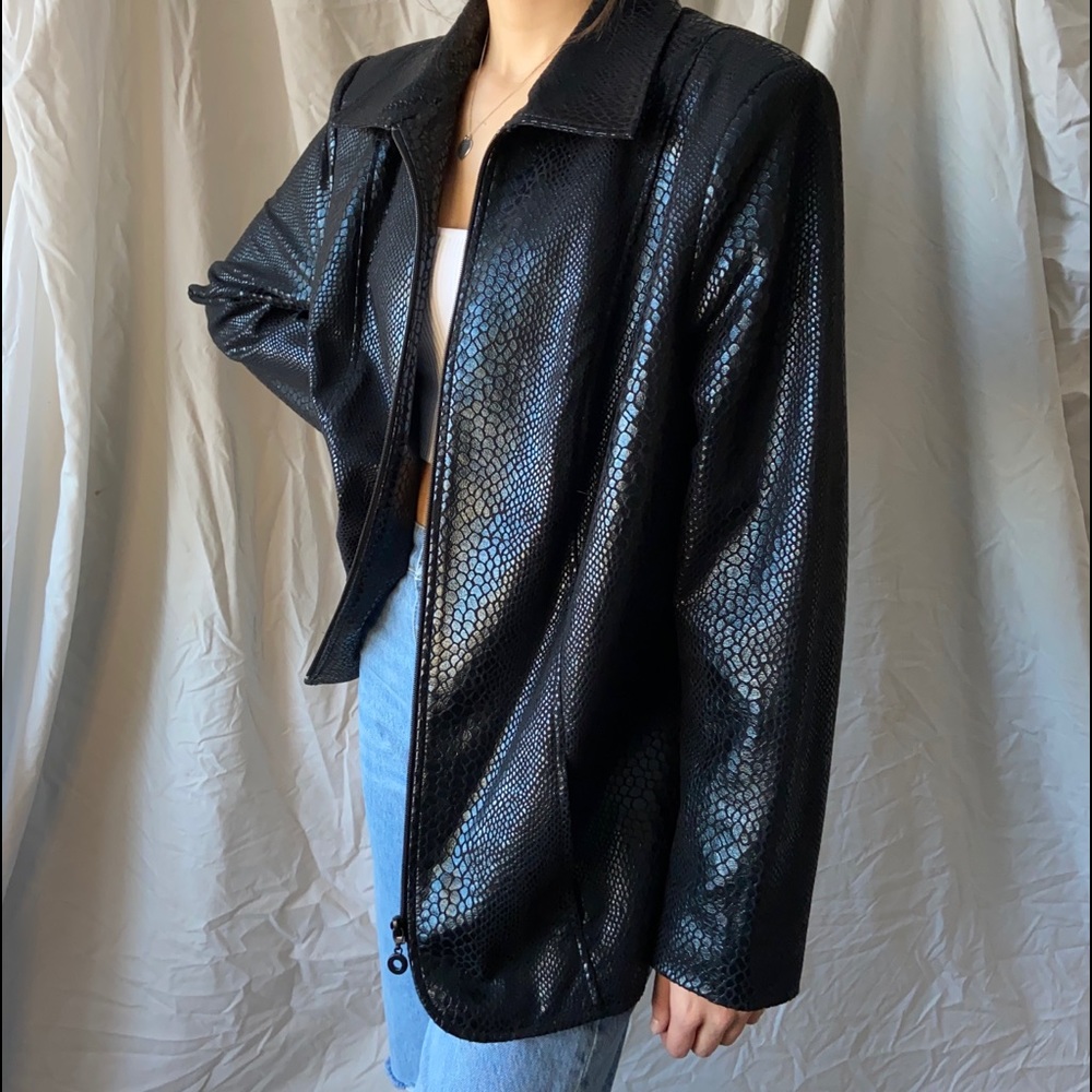 TanJay Faux Snakeskin Blazer Jacket